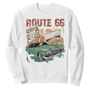 Historic Highway Mother Road 66 Sweatshirt Main Street Of America Vintage Car TS09 White Print Your Wear
