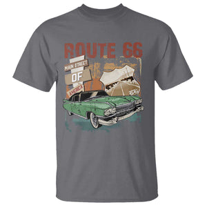 Historic Highway Mother Road 66 T Shirt Main Street Of America Vintage Car TS09 Charcoal Print Your Wear
