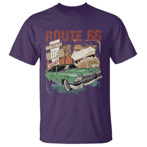 Historic Highway Mother Road 66 T Shirt Main Street Of America Vintage Car TS09 Purple Print Your Wear