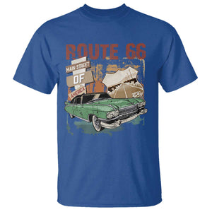 Historic Route 66 Highway T Shirt Main Street Of America Vintage Car TS09 Royal Blue Print Your Wear