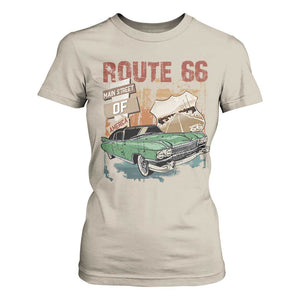 Historic Highway Mother Road 66 T Shirt For Women Main Street Of America Vintage Car TS09 Sand Print Your Wear