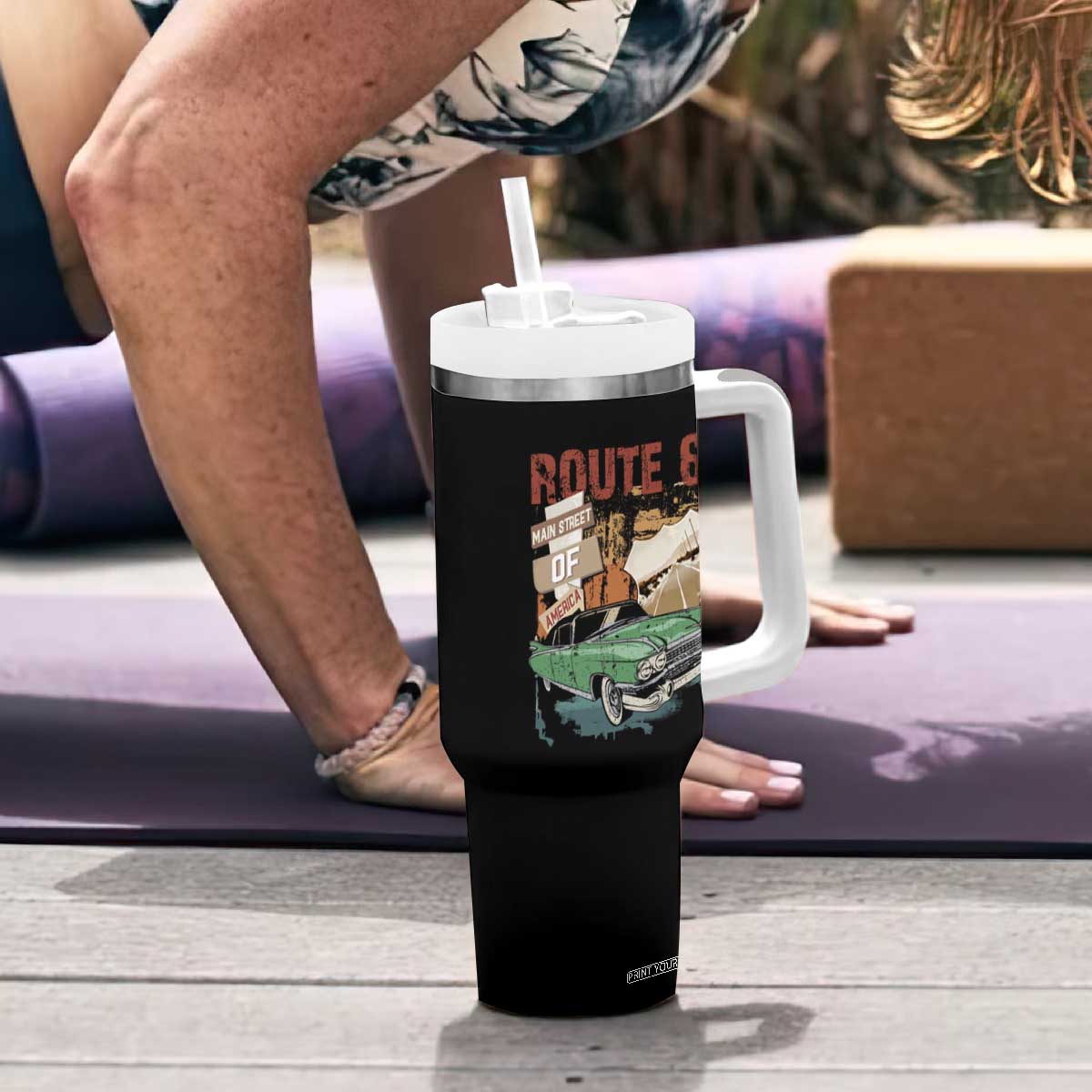 Historic Highway Mother Road 66 Tumbler With Handle Main Street Of America Vintage Car TS09 Print Your Wear