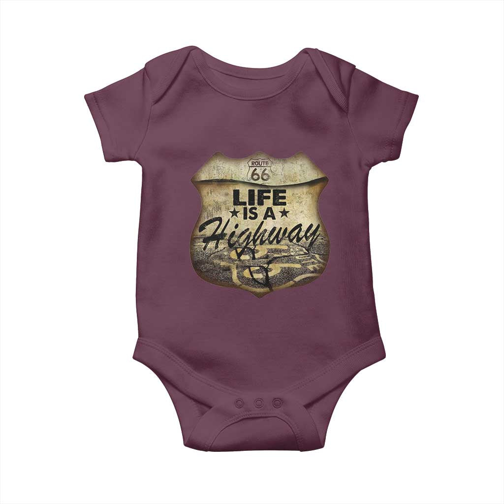 Life Is A Highway Road Trip Baby Onesie TS09 Maroon Print Your Wear