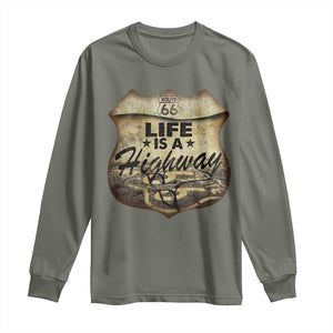 Life Is A Highway Road Trip Long Sleeve Shirt TS09 Military Green Print Your Wear