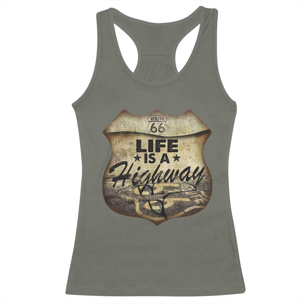 Life Is A Highway Road Trip Racerback Tank Top TS09 Military Green Print Your Wear