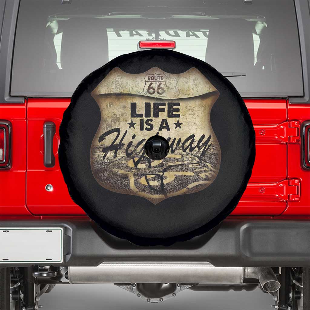 Life Is A Highway Road Trip Spare Tire Cover TS09 Black Print Your Wear