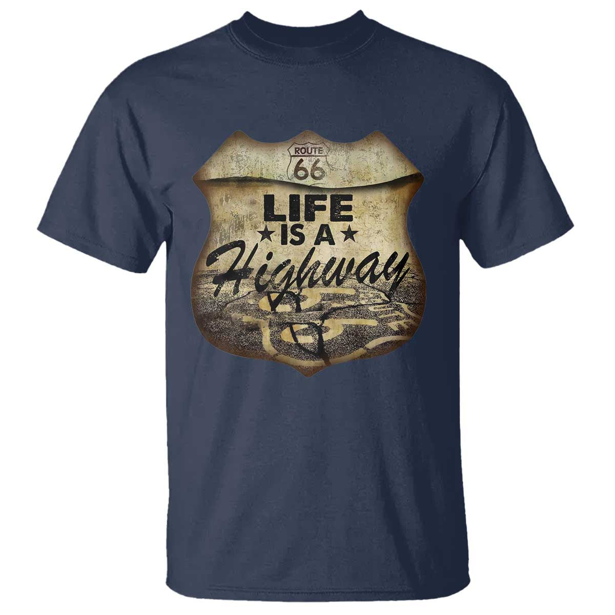 Life Is A Highway Road Trip T Shirt TS09 Navy Print Your Wear