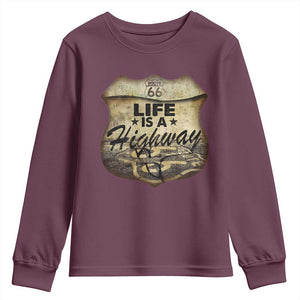 Life Is A Highway Road Trip Youth Sweatshirt TS09 Maroon Print Your Wear