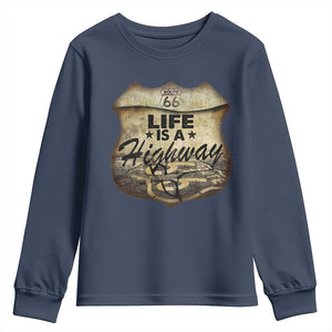 Life Is A Highway Road Trip Youth Sweatshirt TS09 Navy Print Your Wear