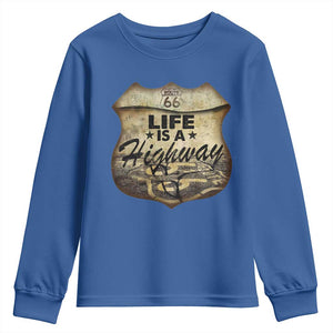 Life Is A Highway Road Trip Youth Sweatshirt TS09 Royal Blue Print Your Wear