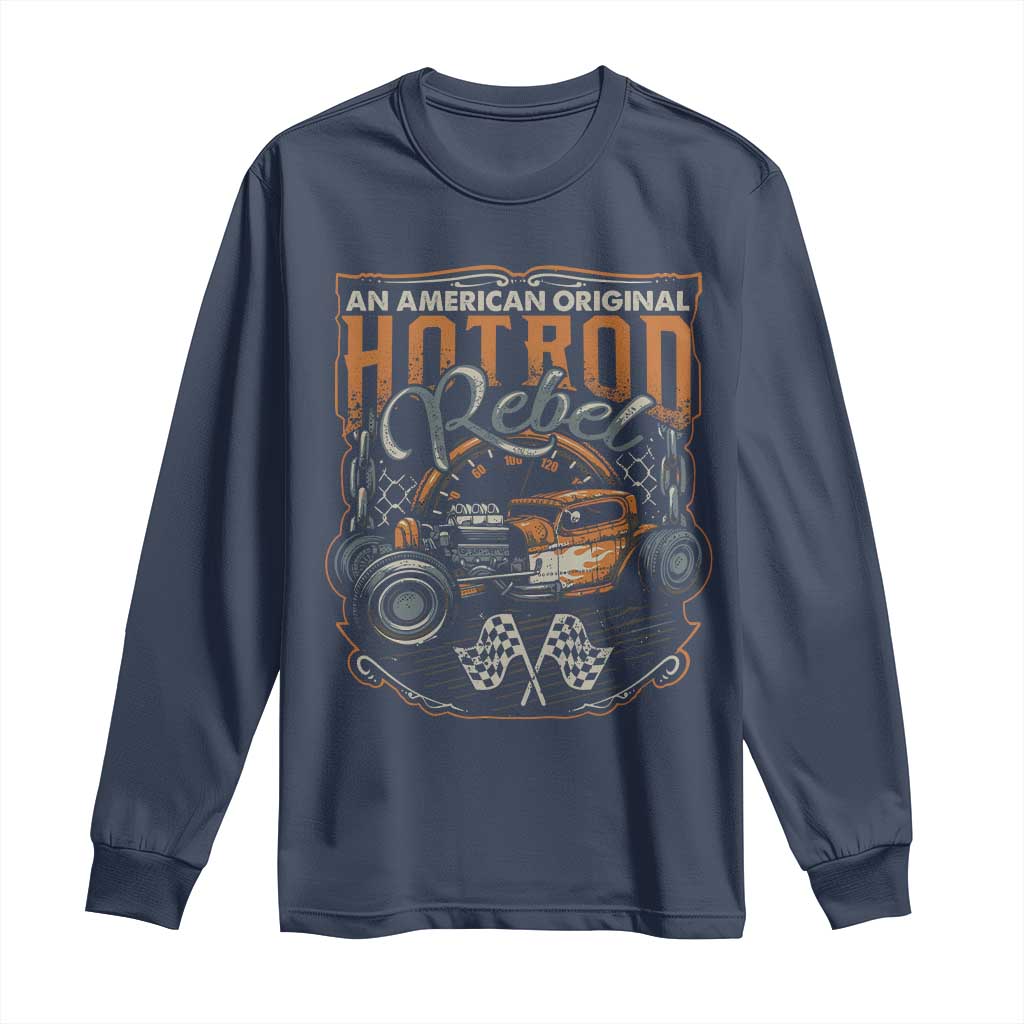 Vintage Hotrod Hot Rodder Long Sleeve Shirt TS09 Navy Print Your Wear