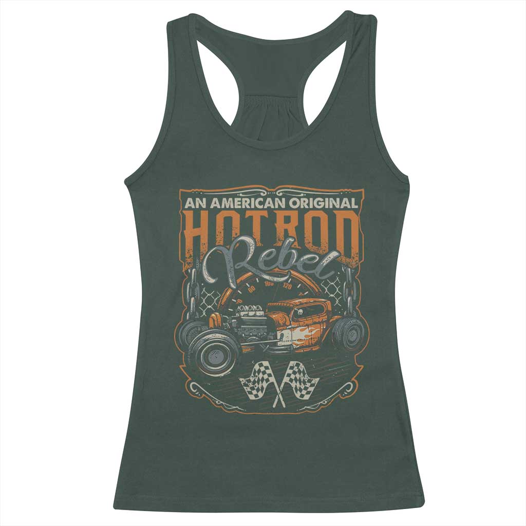 Vintage Hotrod Hot Rodder Racerback Tank Top TS09 Dark Forest Green Print Your Wear