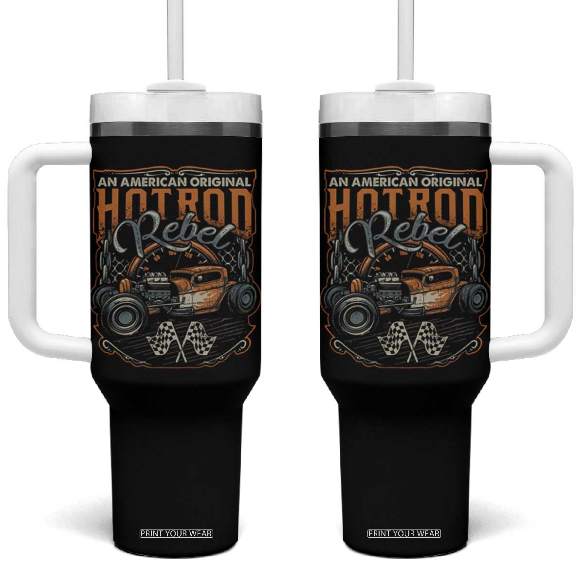 Vintage Hotrod Hot Rodder Tumbler With Handle TS09 One Size: 40 oz Black Print Your Wear