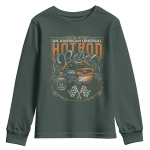 Vintage Hotrod Hot Rodder Youth Sweatshirt TS09 Dark Forest Green Print Your Wear