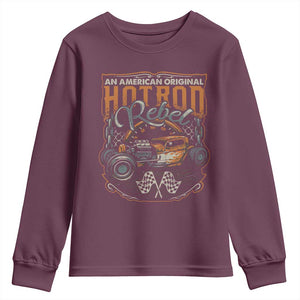 Vintage Hotrod Hot Rodder Youth Sweatshirt TS09 Maroon Print Your Wear