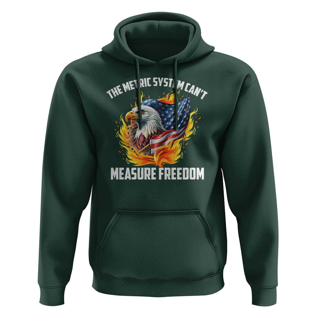 The Metric System Can't Measure Freedom Hoodie Eagle USA Flag TS09 Dark Forest Green Print Your Wear