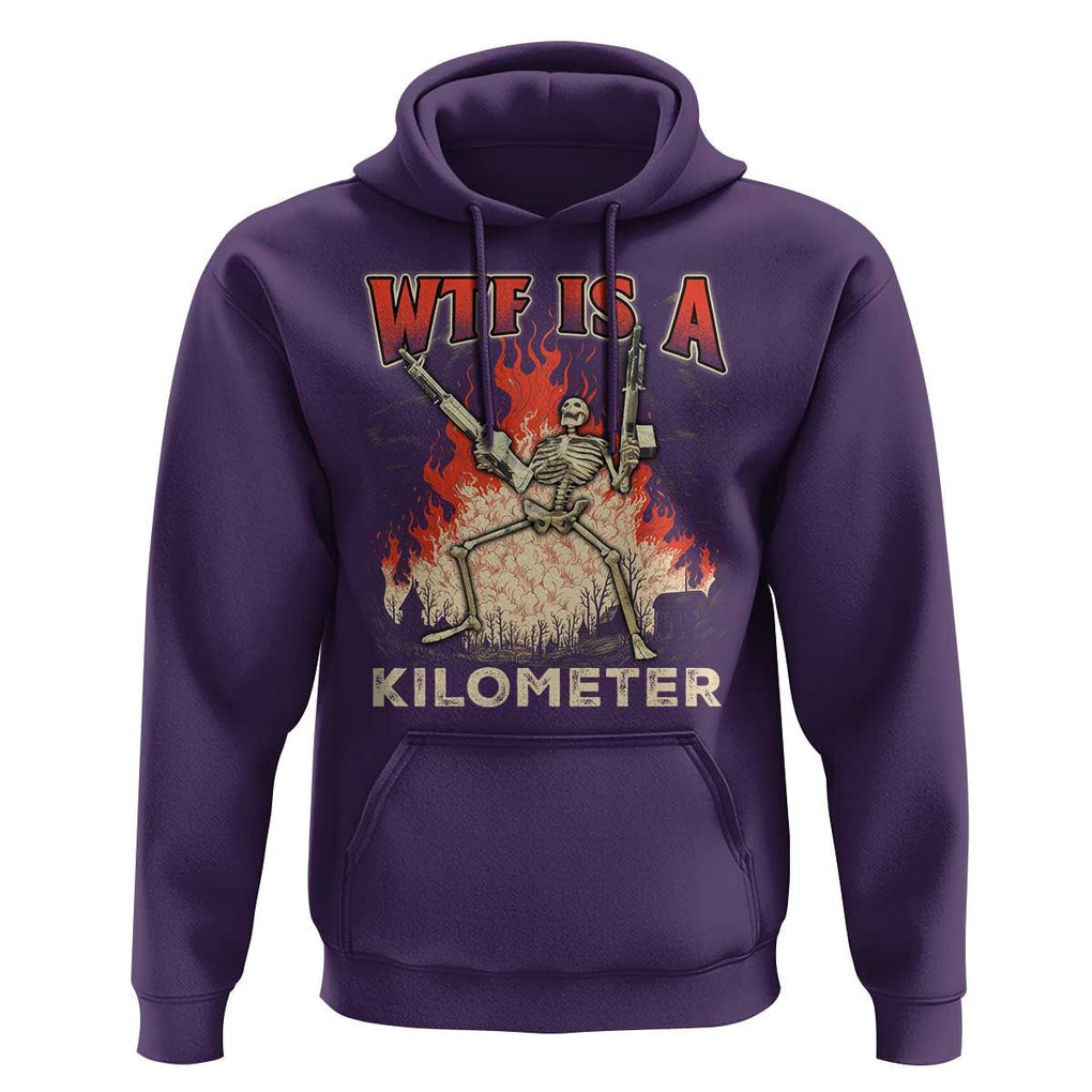WTF Is A Kilometer Hoodie Funny Skeleton American Joke Patriotic TS09 Purple Print Your Wear