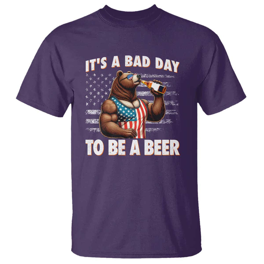 Funny American Drinking T Shirt It's A Bad Day To Be A Beer Bear 4th Of July TS09 Purple Print Your Wear