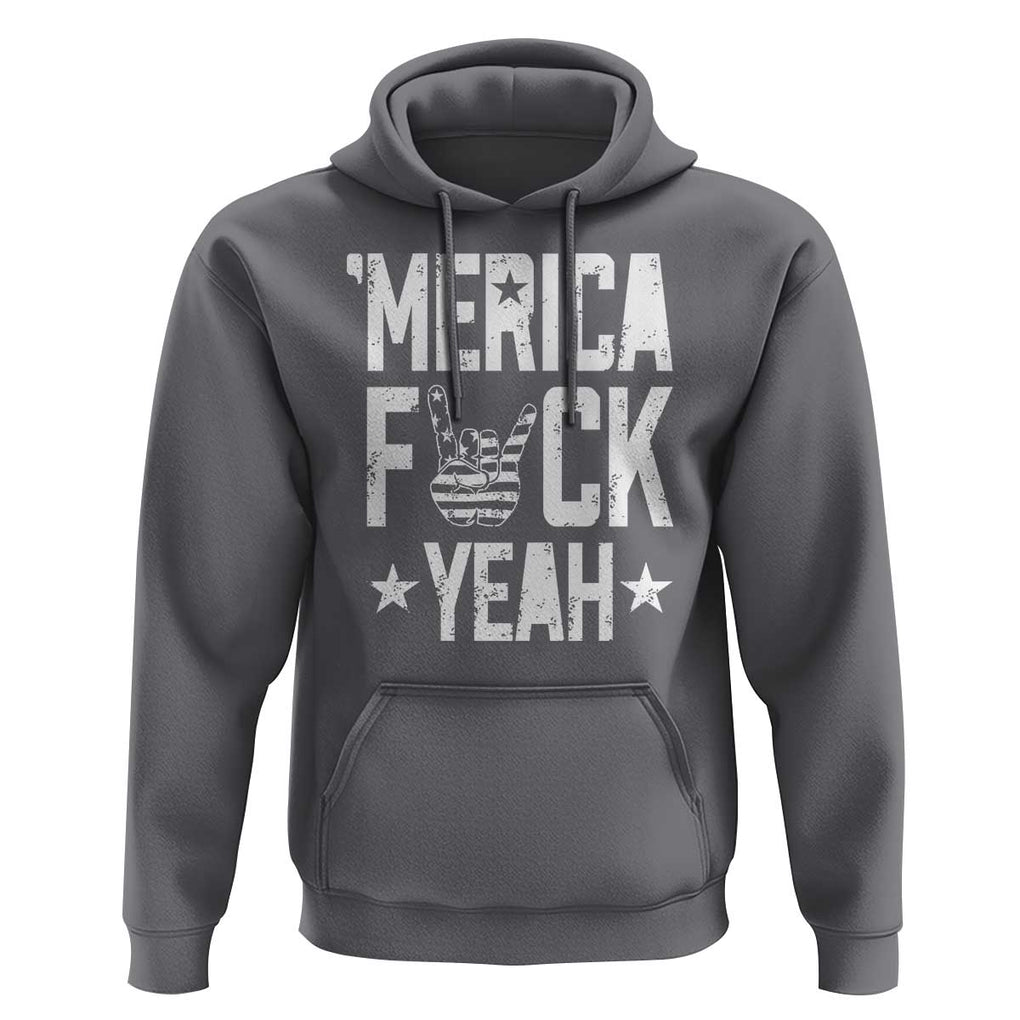 Funny 4th Of July Hoodie Merica Fuck Yeah Rock Hand TS09 Charcoal Print Your Wear