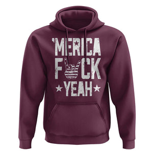 Funny 4th Of July Hoodie Merica Fuck Yeah Rock Hand TS09 Maroon Print Your Wear