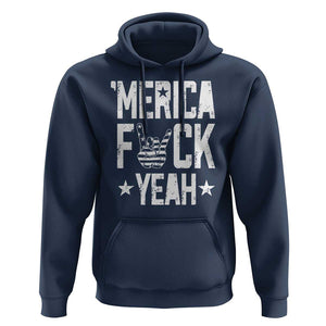 Funny 4th Of July Hoodie Merica Fuck Yeah Rock Hand TS09 Navy Print Your Wear
