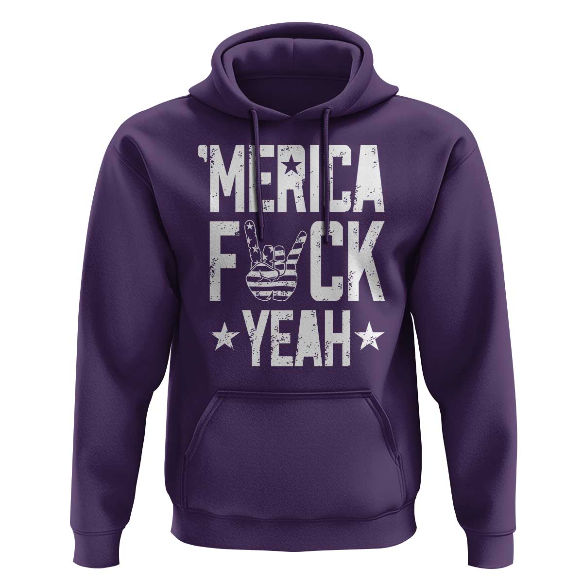 Funny 4th Of July Hoodie Merica Fuck Yeah Rock Hand TS09 Purple Print Your Wear