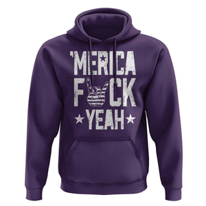 Funny 4th Of July Hoodie Merica Fuck Yeah Rock Hand TS09 Purple Print Your Wear