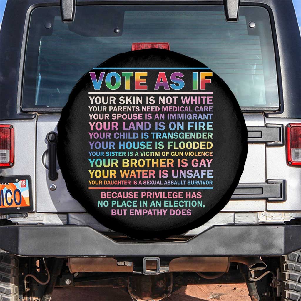 Vote As If Your Skin Is Not White Human Rights LGBT Support Spare Tire Cover TS09 No hole Black Print Your Wear