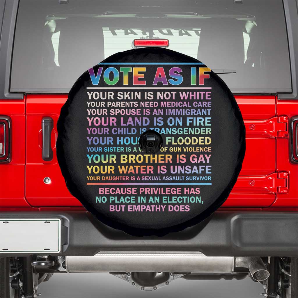 Vote As If Your Skin Is Not White Human Rights LGBT Support Spare Tire Cover TS09 Black Print Your Wear