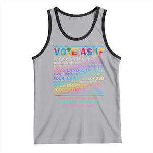 Vote As If Your Skin Is Not White Human's Rights LGBT Support Tank Top TS09 Athletic Heather Black Print Your Wear