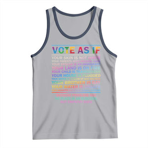 Vote As If Your Skin Is Not White Human's Rights LGBT Support Tank Top TS09 Athletic Heather Navy Print Your Wear