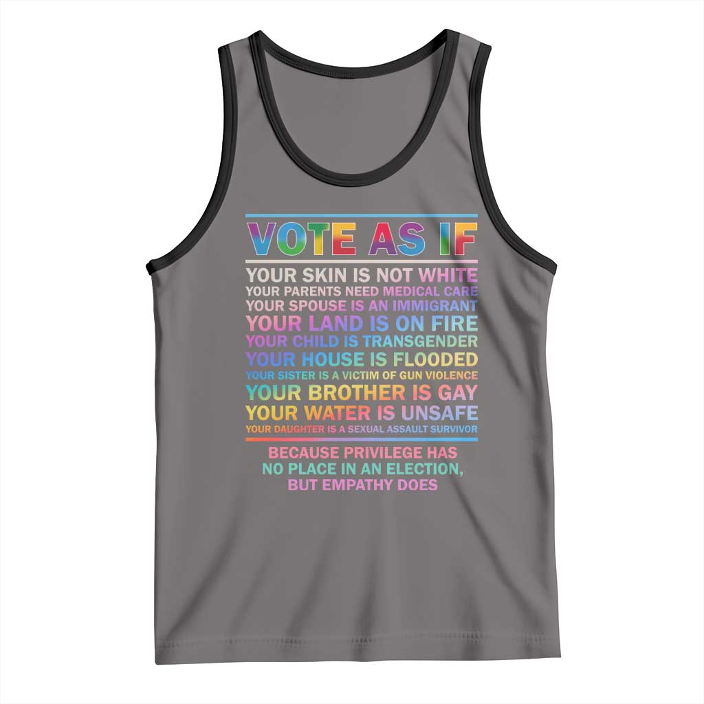 Vote As If Your Skin Is Not White Human's Rights LGBT Support Tank Top TS09 Deep Heather Black Print Your Wear