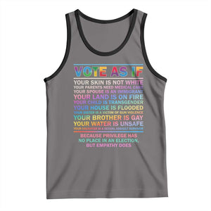 Vote As If Your Skin Is Not White Human's Rights LGBT Support Tank Top TS09 Deep Heather Black Print Your Wear