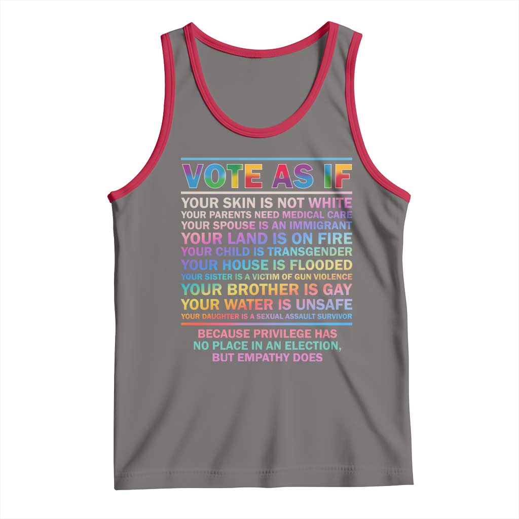Vote As If Your Skin Is Not White Human's Rights LGBT Support Tank Top TS09 Deep Heather Red Print Your Wear