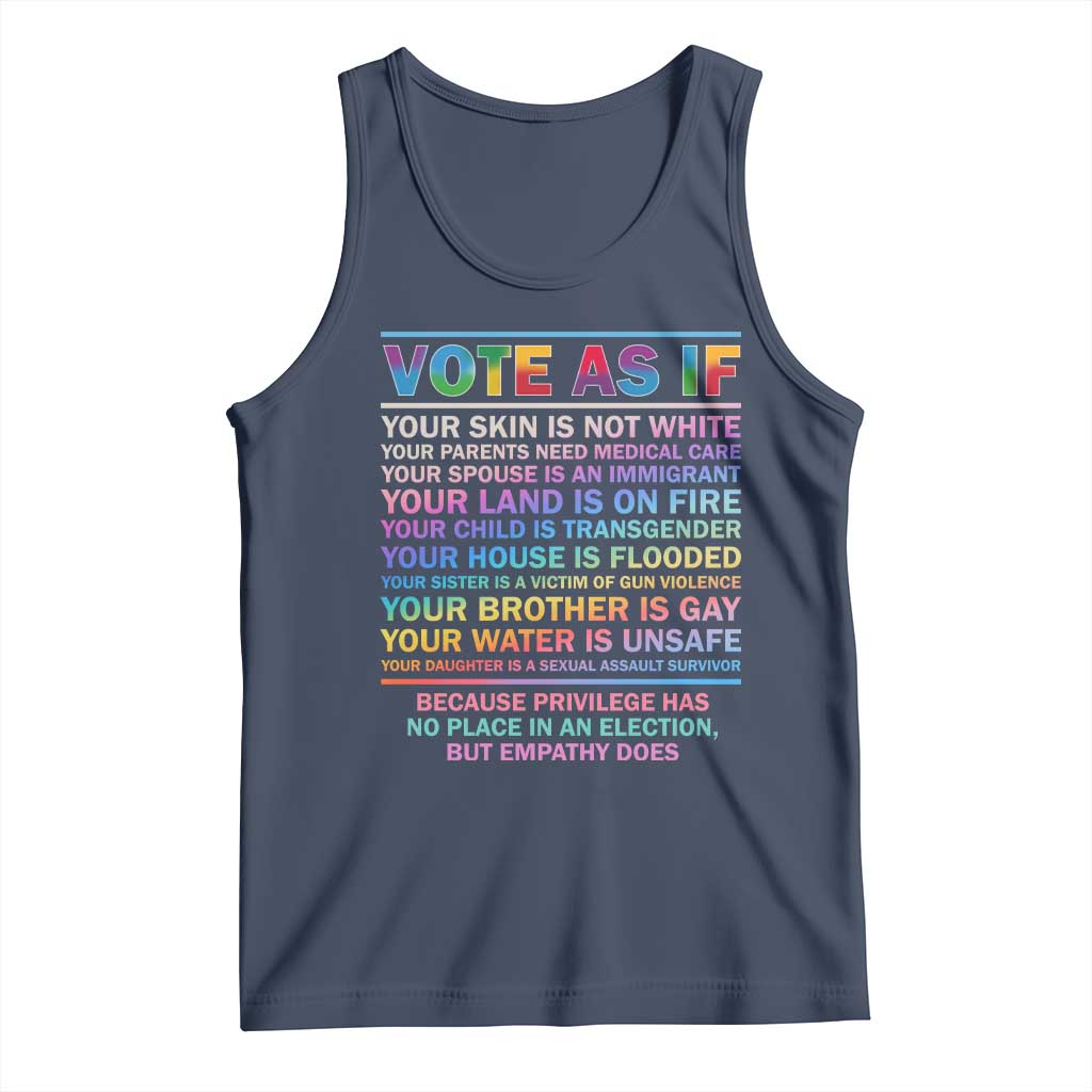 Vote As If Your Skin Is Not White Human's Rights LGBT Support Tank Top TS09 Navy Print Your Wear