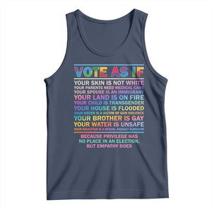 Vote As If Your Skin Is Not White Human's Rights LGBT Support Tank Top TS09 Navy Print Your Wear