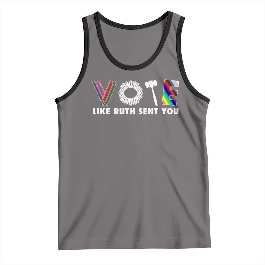 Vote Like Ruth Sent You Funny Feminist Lgbt Pride Tank Top TS09 Deep Heather Black Print Your Wear