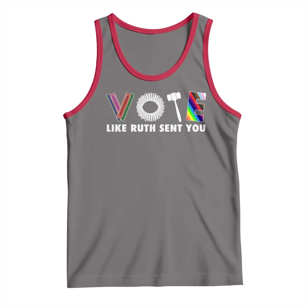 Vote Like Ruth Sent You Funny Feminist Lgbt Pride Tank Top TS09 Deep Heather Red Print Your Wear