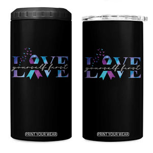 Love Yourself First Suicide Prevention 4 in 1 Can Cooler Tumbler TS09 One Size: 16 oz Black Print Your Wear