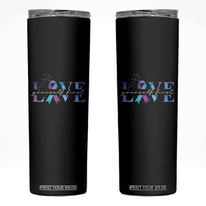 Love Yourself First Suicide Prevention Skinny Tumbler TS09 Black Print Your Wear
