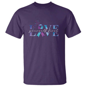 Love Yourself First Suicide Prevention T Shirt TS09 Purple Print Your Wear
