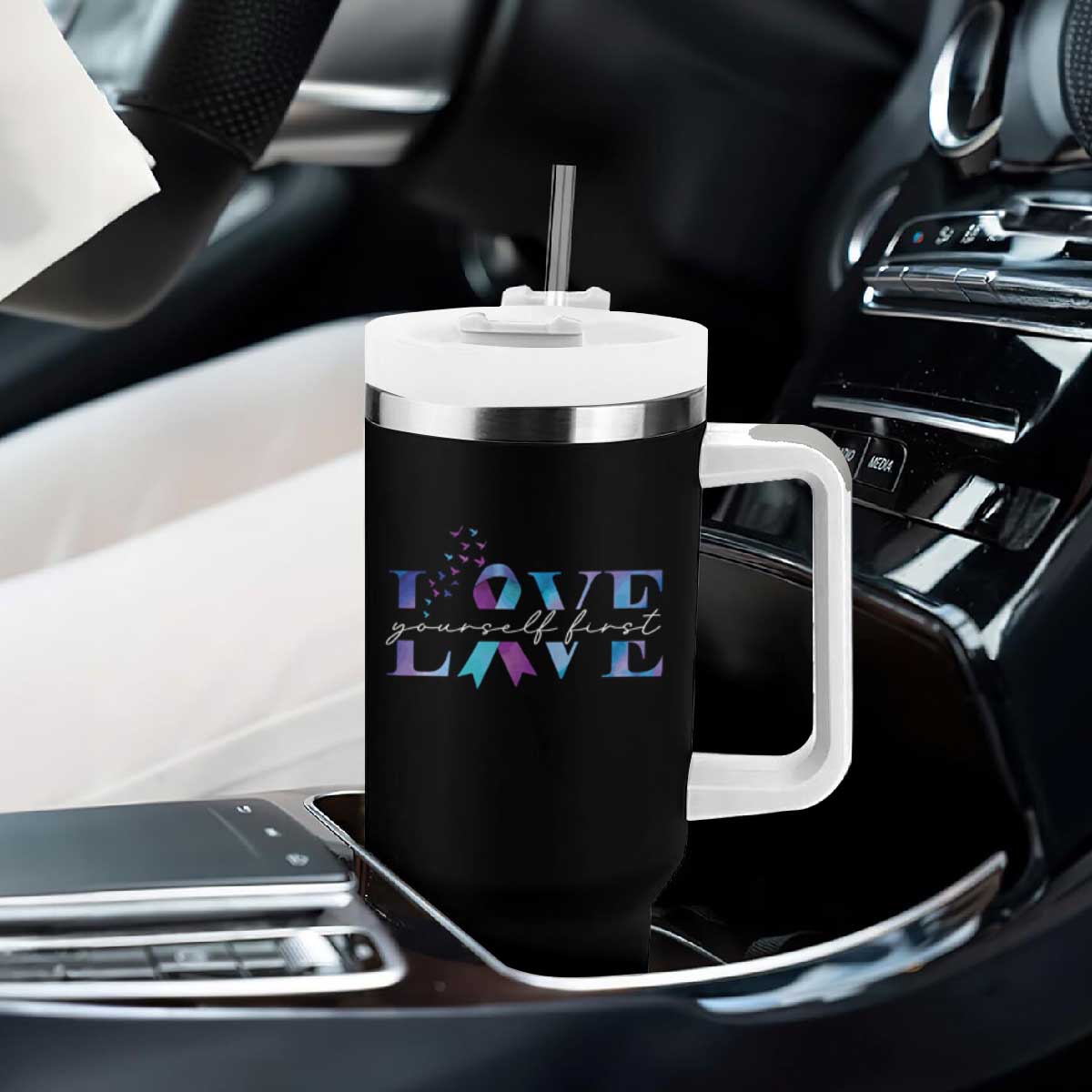 Love Yourself First Suicide Prevention Tumbler With Handle TS09 Print Your Wear