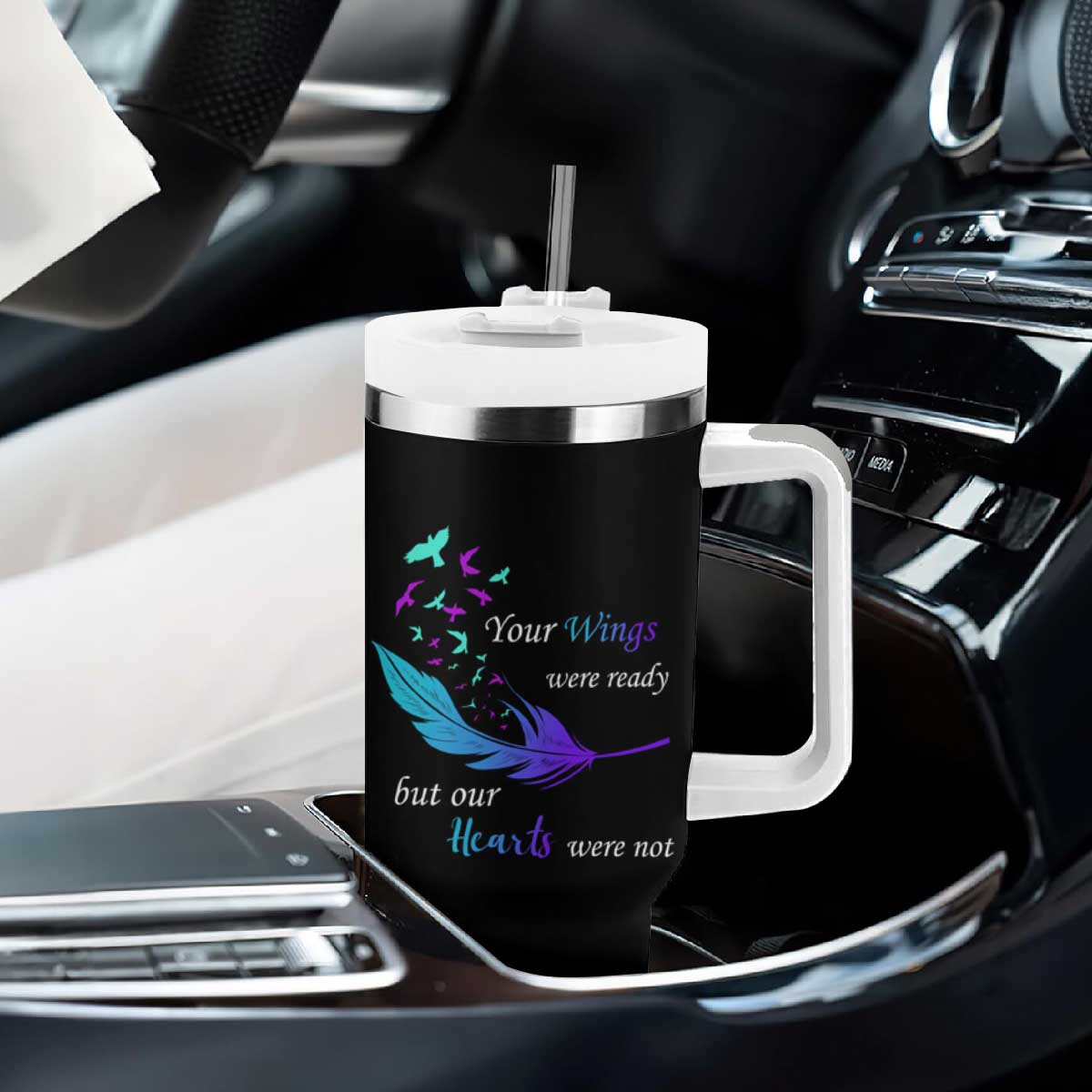 Suicide Prevention Tumbler With Handle Your Wings Were Ready But Our Hearts Were Not TS09 Print Your Wear