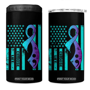 Suicide Prevention 4 in 1 Can Cooler Tumbler Choose Life American Flag TS09 One Size: 16 oz Black Print Your Wear