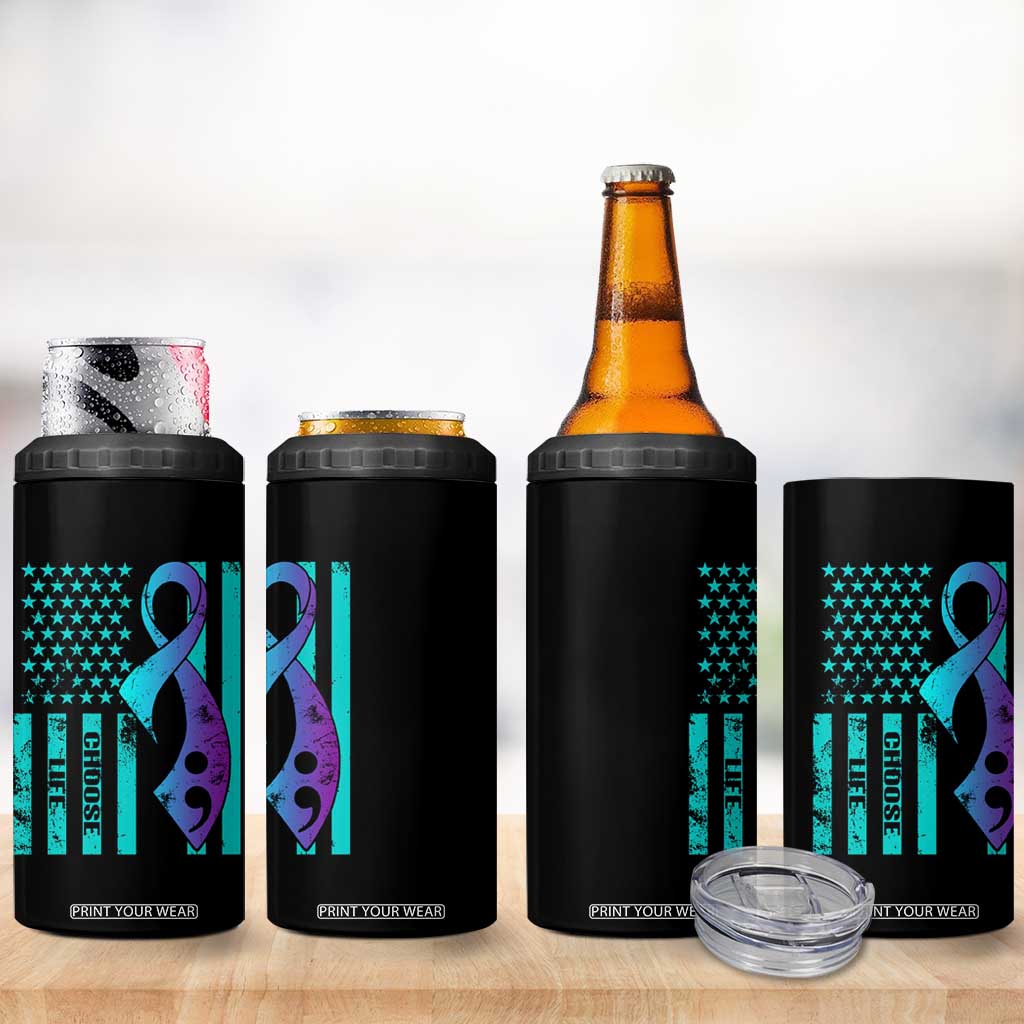 Suicide Prevention 4 in 1 Can Cooler Tumbler Choose Life American Flag TS09 Print Your Wear