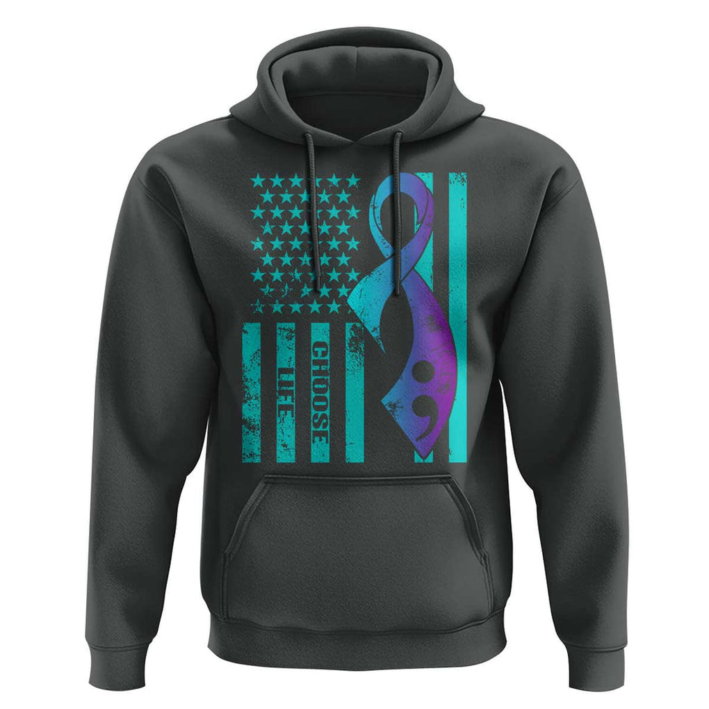 Suicide Prevention Hoodie Choose Life American Flag TS09 Dark Heather Print Your Wear
