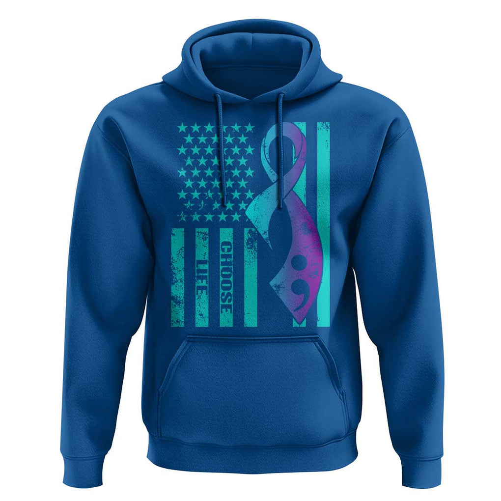 Suicide Prevention Hoodie Choose Life American Flag TS09 Royal Blue Print Your Wear