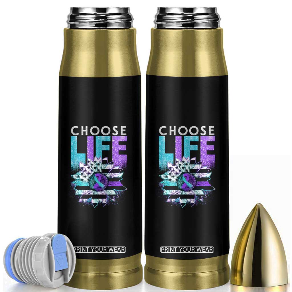 Suicide Prevention Bullet Tumbler Choose Life Sunflower American TS09 Black Print Your Wear
