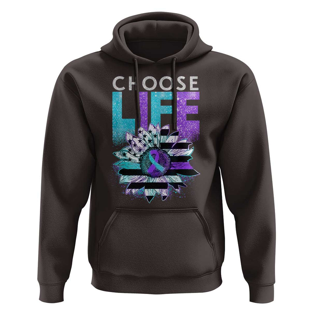 Suicide Prevention Hoodie Choose Life Sunflower American Flag TS09 Dark Chocolate Print Your Wear