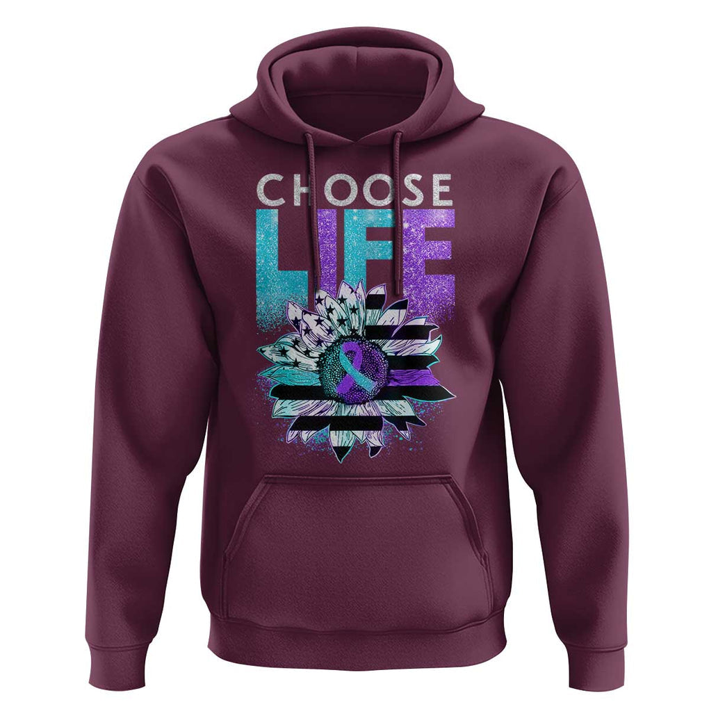 Suicide Prevention Hoodie Choose Life Sunflower American Flag TS09 Maroon Print Your Wear